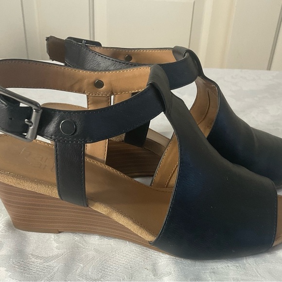 Franco Sarto Danica open toe black leather heels size 7 - Picture 2 of 6